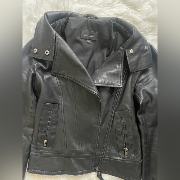 Mackage for Aritzia Kenya Lamb Leather Moto Jacket Black sz XS - Picture 3 of 10